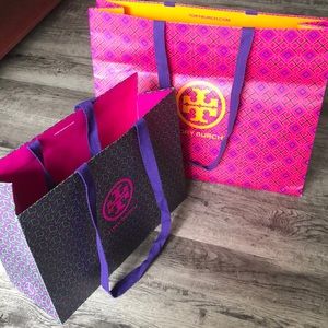 Lot of 2 Tory Burch shopping tote bags